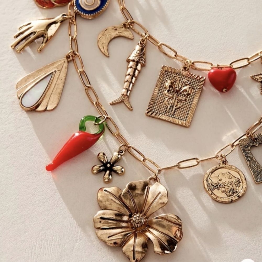 Free People Maxamillion Charm Necklace Flower Power - Picture 6 of 10